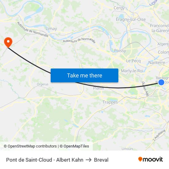 Pont de Saint-Cloud - Albert Kahn to Breval map