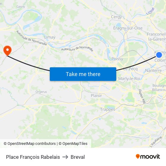 Place François Rabelais to Breval map