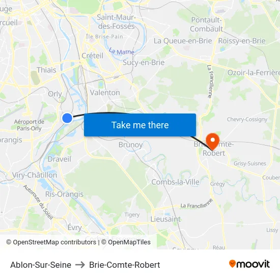 Ablon-Sur-Seine to Brie-Comte-Robert map