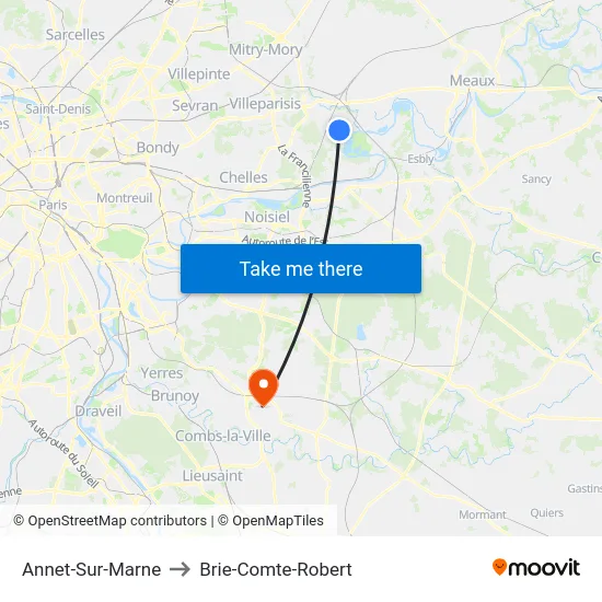 Annet-Sur-Marne to Brie-Comte-Robert map
