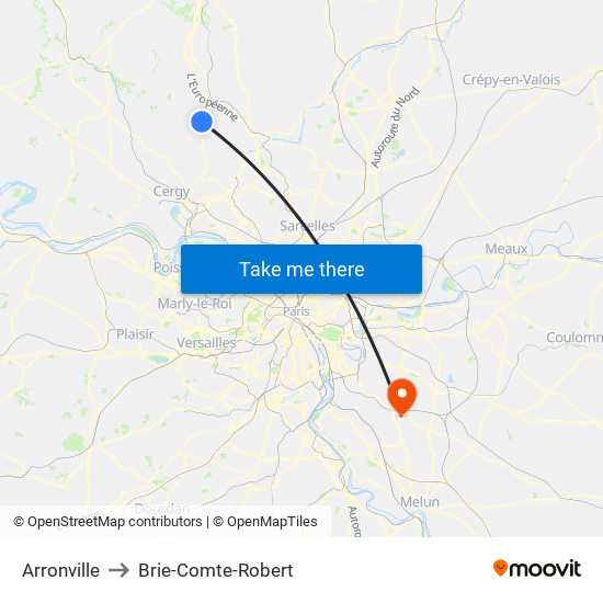Arronville to Brie-Comte-Robert map