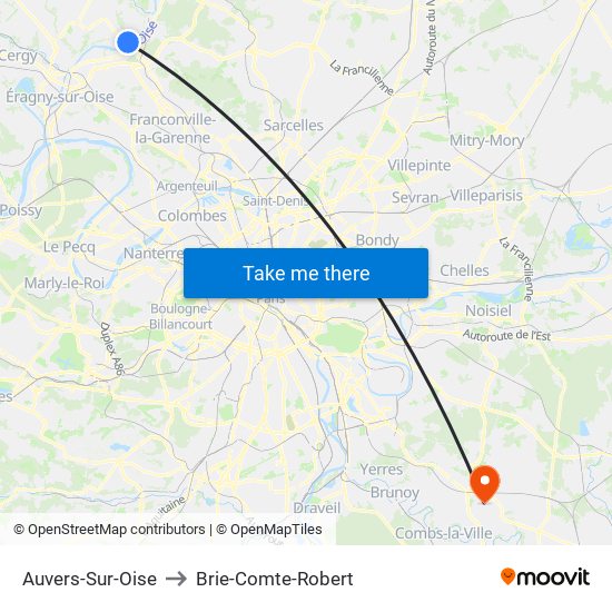 Auvers-Sur-Oise to Brie-Comte-Robert map