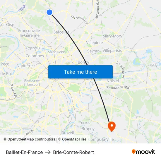 Baillet-En-France to Brie-Comte-Robert map