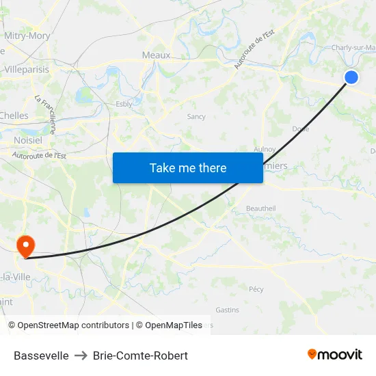 Bassevelle to Brie-Comte-Robert map