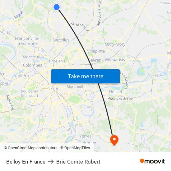 Belloy-En-France to Brie-Comte-Robert map
