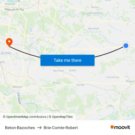 Beton-Bazoches to Brie-Comte-Robert map