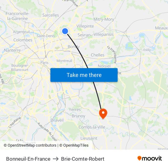 Bonneuil-En-France to Brie-Comte-Robert map