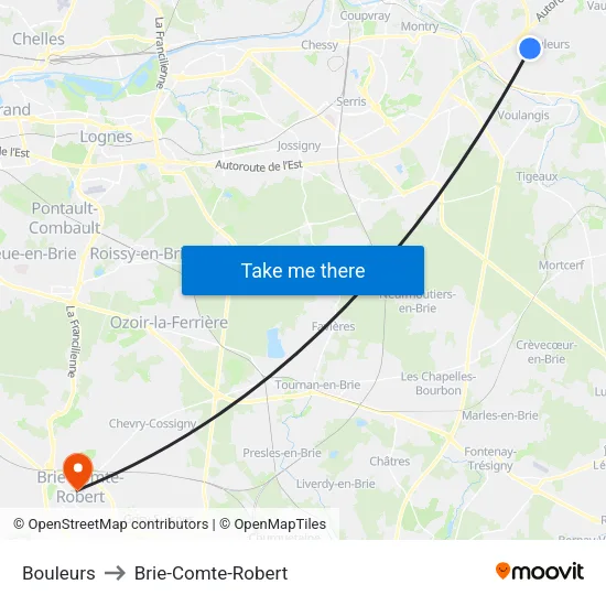 Bouleurs to Brie-Comte-Robert map