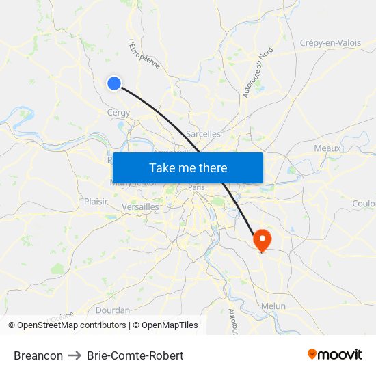 Breancon to Brie-Comte-Robert map