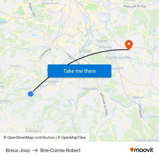 Breux-Jouy to Brie-Comte-Robert map