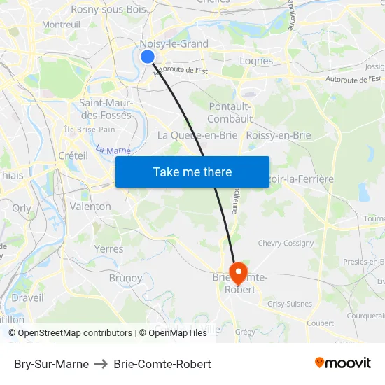 Bry-Sur-Marne to Brie-Comte-Robert map