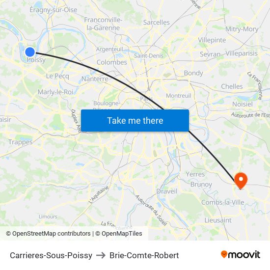 Carrieres-Sous-Poissy to Brie-Comte-Robert map