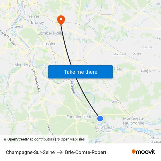 Champagne-Sur-Seine to Brie-Comte-Robert map