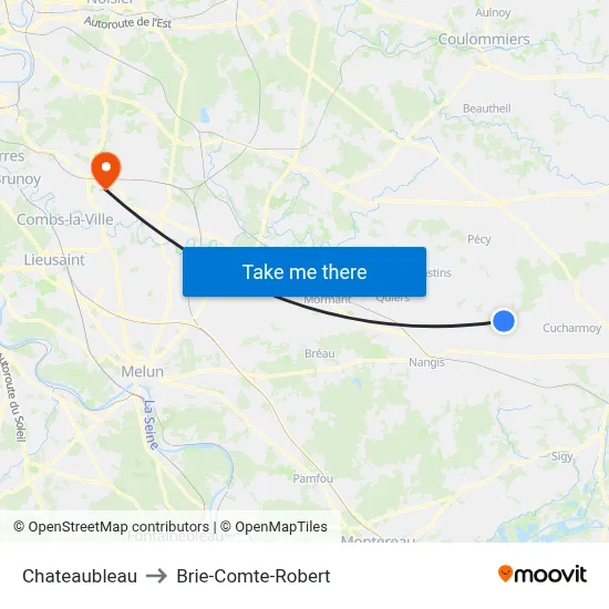 Chateaubleau to Brie-Comte-Robert map