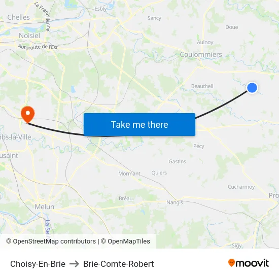 Choisy-En-Brie to Brie-Comte-Robert map