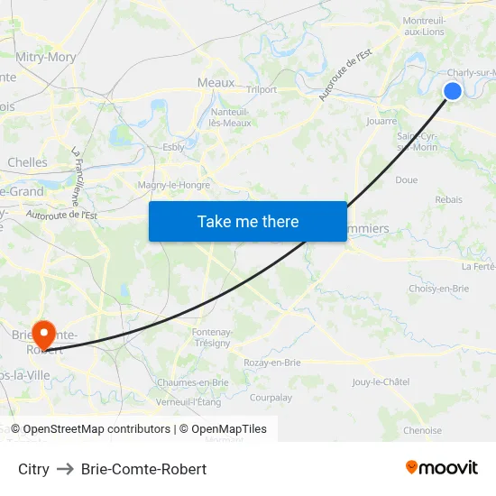 Citry to Brie-Comte-Robert map