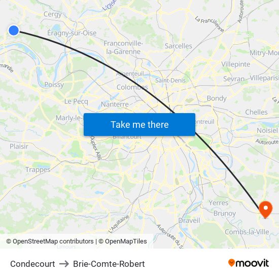 Condecourt to Brie-Comte-Robert map