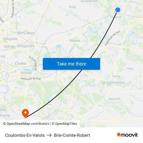 Coulombs-En-Valois to Brie-Comte-Robert map