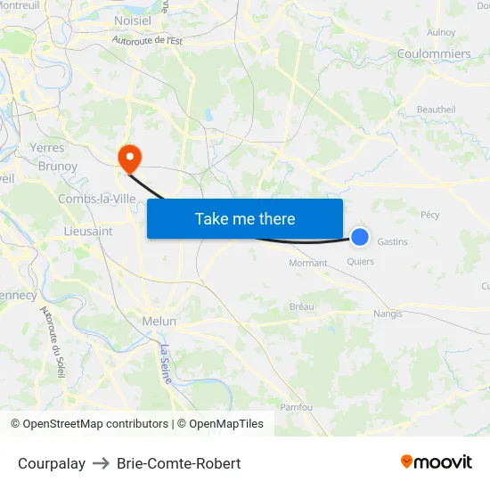 Courpalay to Brie-Comte-Robert map