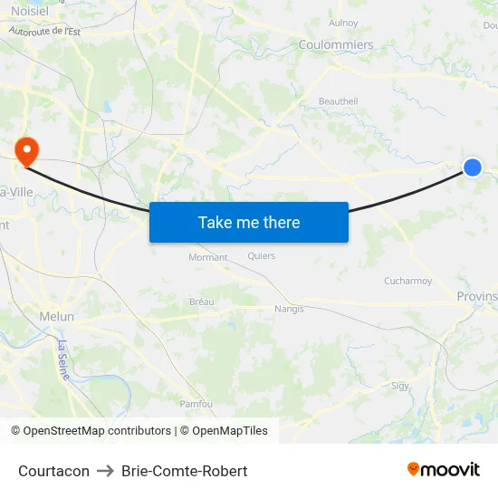 Courtacon to Brie-Comte-Robert map