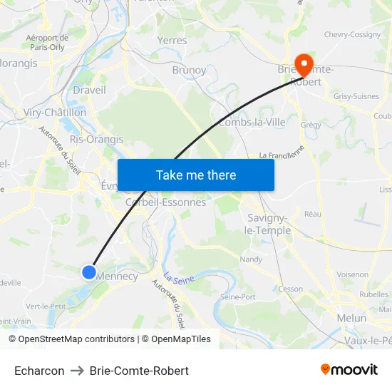 Echarcon to Brie-Comte-Robert map