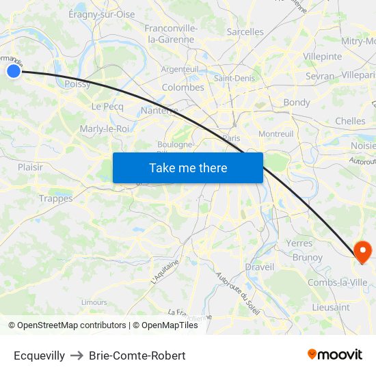 Ecquevilly to Brie-Comte-Robert map