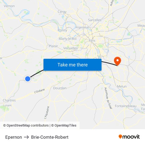 Epernon to Brie-Comte-Robert map