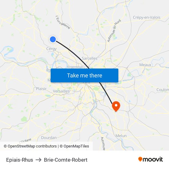 Epiais-Rhus to Brie-Comte-Robert map