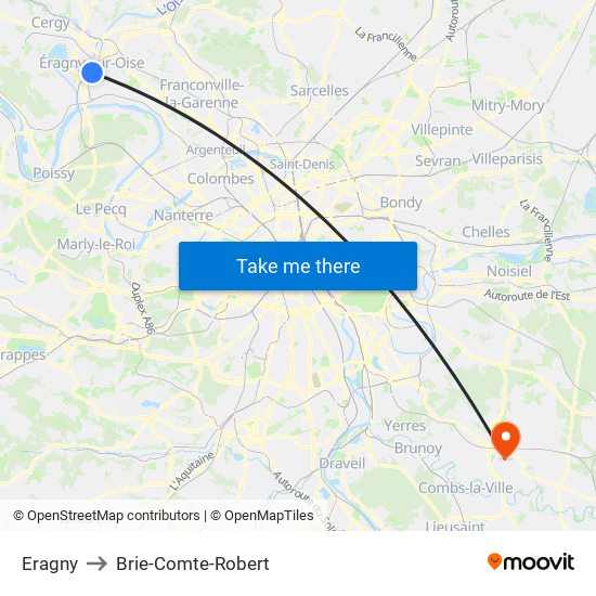 Eragny to Brie-Comte-Robert map
