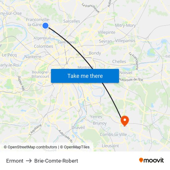 Ermont to Brie-Comte-Robert map