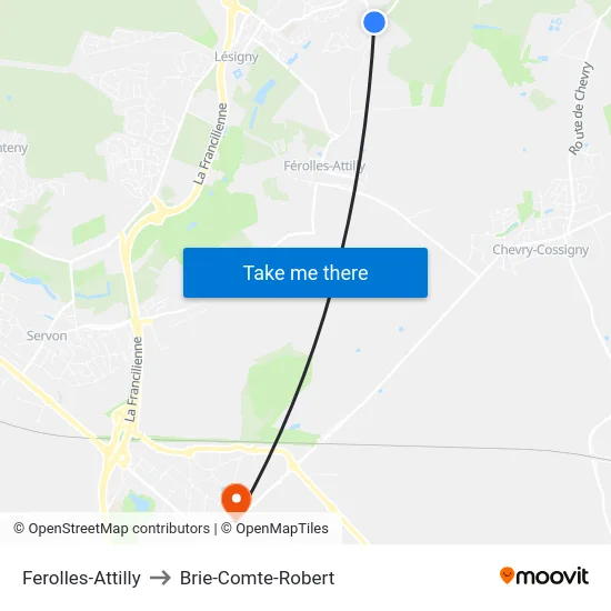 Ferolles-Attilly to Brie-Comte-Robert map