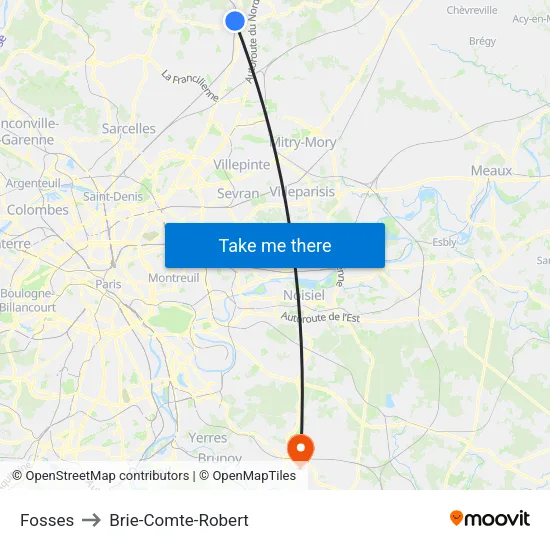 Fosses to Brie-Comte-Robert map