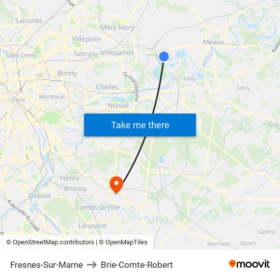 Fresnes-Sur-Marne to Brie-Comte-Robert map