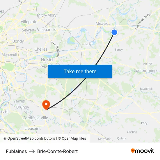 Fublaines to Brie-Comte-Robert map