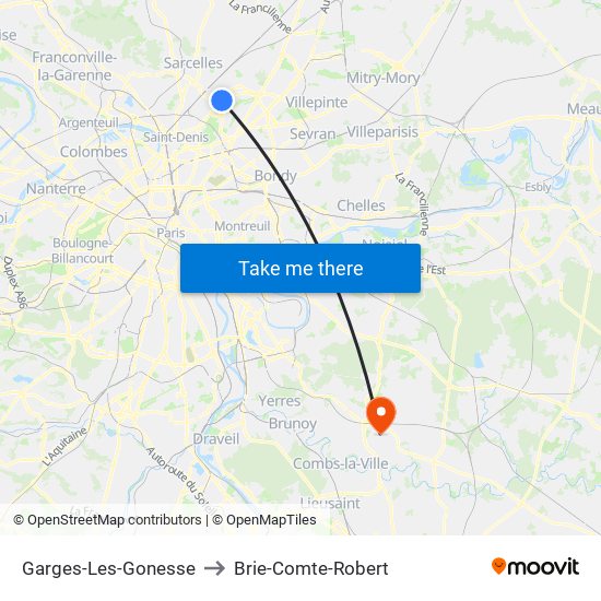 Garges-Les-Gonesse to Brie-Comte-Robert map