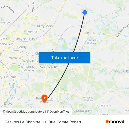 Gesvres-Le-Chapitre to Brie-Comte-Robert map