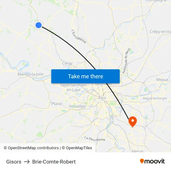 Gisors to Brie-Comte-Robert map