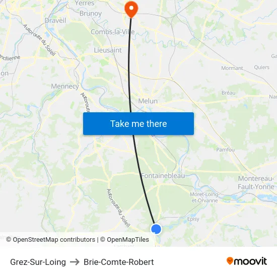 Grez-Sur-Loing to Brie-Comte-Robert map