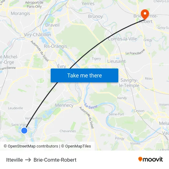 Itteville to Brie-Comte-Robert map