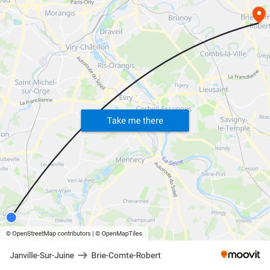 Janville-Sur-Juine to Brie-Comte-Robert map