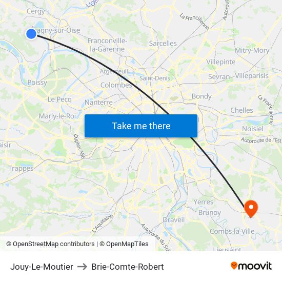 Jouy-Le-Moutier to Brie-Comte-Robert map