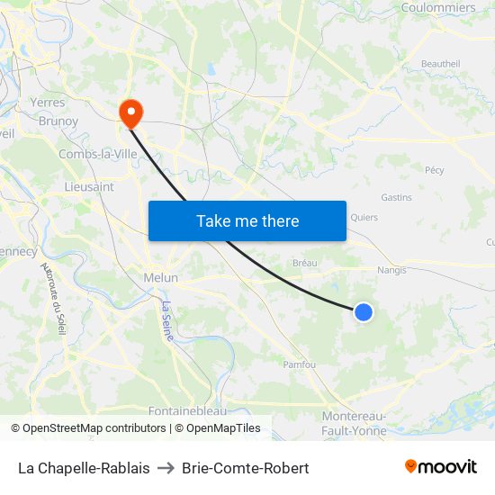 La Chapelle-Rablais to Brie-Comte-Robert map