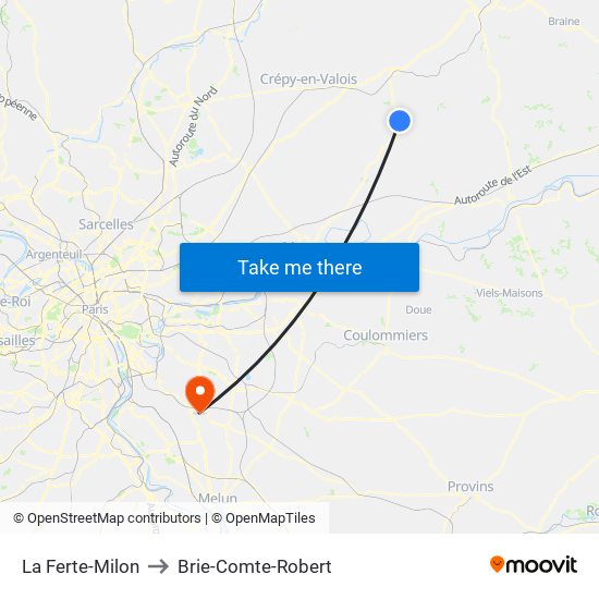 La Ferte-Milon to Brie-Comte-Robert map