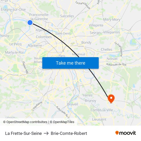 La Frette-Sur-Seine to Brie-Comte-Robert map