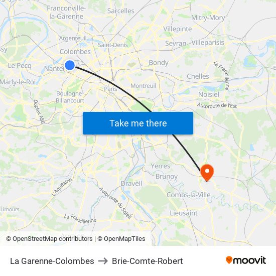 La Garenne-Colombes to Brie-Comte-Robert map