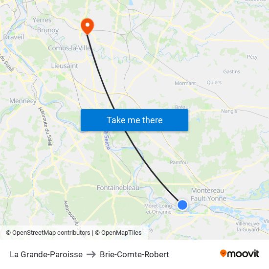 La Grande-Paroisse to Brie-Comte-Robert map