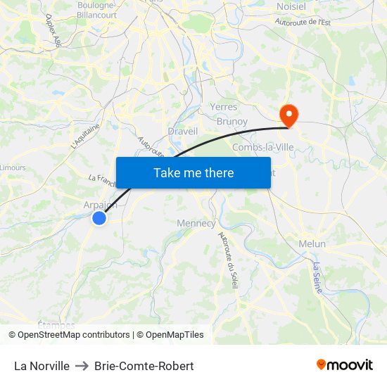 La Norville to Brie-Comte-Robert map