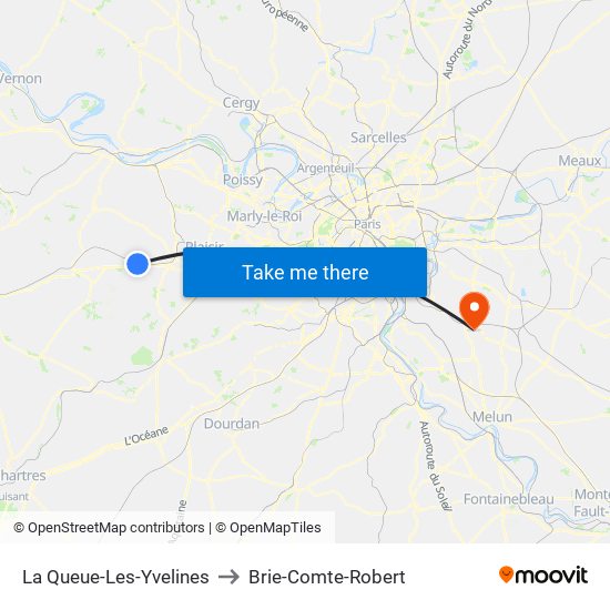 La Queue-Les-Yvelines to Brie-Comte-Robert map