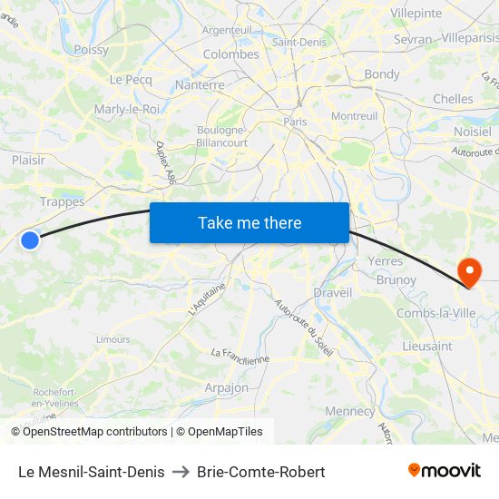 Le Mesnil-Saint-Denis to Brie-Comte-Robert map