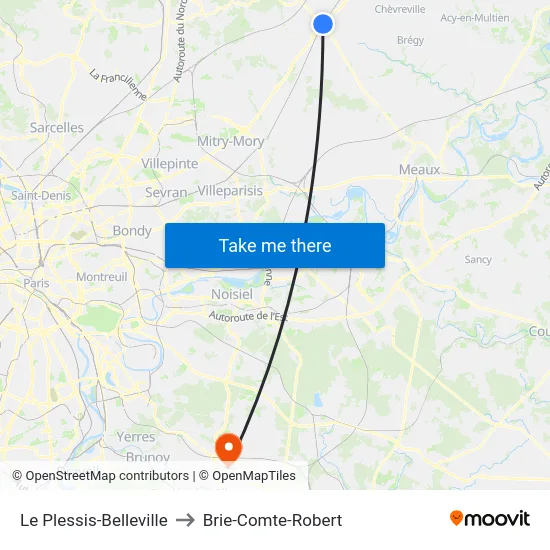 Le Plessis-Belleville to Brie-Comte-Robert map